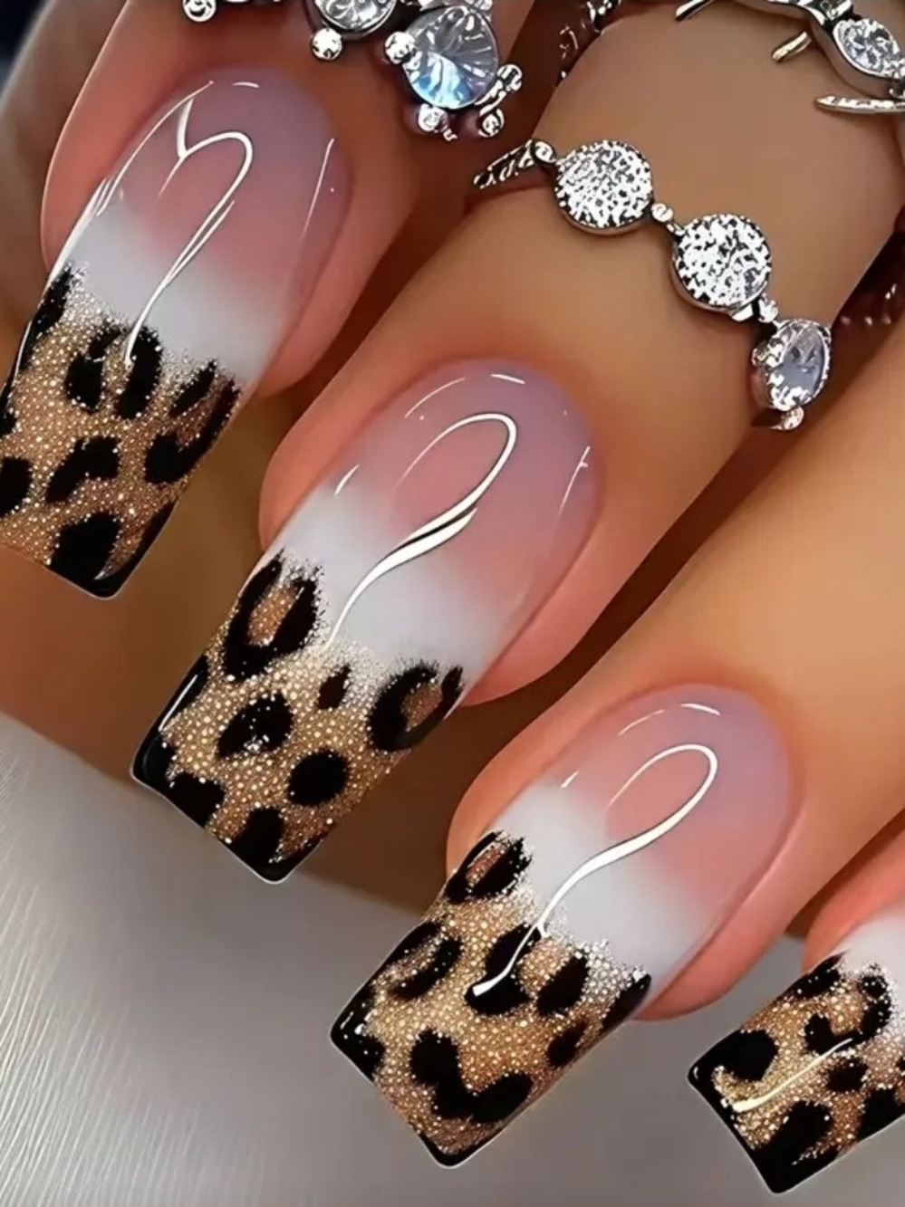 Leopard Ombre Press-On Nails - Gold & Black Animal Print